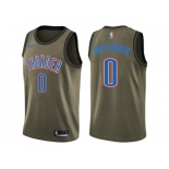 Men Nike Oklahoma City Thunder #0 Russell Westbrook Green Salute to Service NBA Swingman Jersey