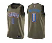 Men Nike Oklahoma City Thunder #0 Russell Westbrook Green Salute to Service NBA Swingman Jersey