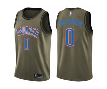 Men Nike Oklahoma City Thunder #0 Russell Westbrook Green Salute to Service NBA Swingman Jersey