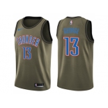 Men Nike Oklahoma City Thunder #13 Paul George Green Salute to Service NBA Swingman Jersey