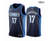 Men Oklahoma City Thunder 17 Aleksej Pokusevski Navy NBA Swingman 2020-21 Earned Edition Jerseys