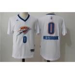 Men's Adidas Oklahoma City Thunder #0 Russell Westbrook Authentic White Pride NBA Jersey