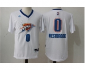 Men's Adidas Oklahoma City Thunder #0 Russell Westbrook Authentic White Pride NBA Jersey