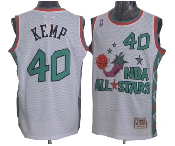 Men's Mitchell and Ness Oklahoma City Thunder #40 Shawn Kemp Swingman White 1996 All Star Throwback NBA Jersey