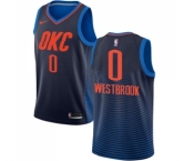 Men's Nike Oklahoma City Thunder #0 Russell Westbrook Authentic Navy Blue NBA Jersey Statement Edition