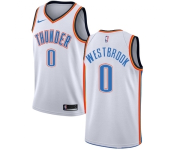 Men's Nike Oklahoma City Thunder #0 Russell Westbrook Swingman White Home NBA Jersey - Association Edition