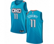 Men's Nike Oklahoma City Thunder #11 Detlef Schrempf Authentic Turquoise NBA Jersey - City Edition