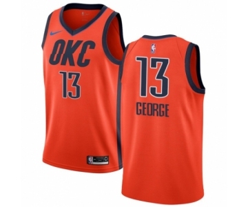 Men's Nike Oklahoma City Thunder #13 Paul George Orange Swingman Jersey - Earned Edition