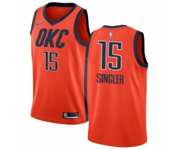 Men's Nike Oklahoma City Thunder #15 Kyle Singler Orange Swingman Jersey - Earned Edition