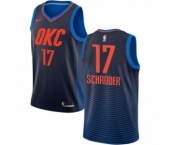 Men's Nike Oklahoma City Thunder #17 Dennis Schroder Authentic Navy Blue NBA Jersey Statement Edition