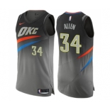 Men's Nike Oklahoma City Thunder #34 Ray Allen Authentic Gray NBA Jersey - City Edition