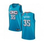 Men's Nike Oklahoma City Thunder #35 Kevin Durant Authentic Turquoise NBA Jersey - City Edition