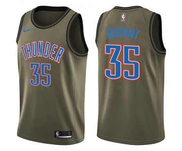 Men's Nike Oklahoma City Thunder #35 Kevin Durant Swingman Green Salute to Service NBA Jersey