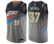 Men's Nike Oklahoma City Thunder #37 Kevin Hervey Swingman Gray NBA Jersey - City Edition