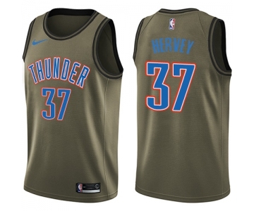 Men's Nike Oklahoma City Thunder #37 Kevin Hervey Swingman Green Salute to Service NBA Jersey