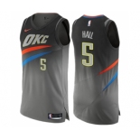 Men's Nike Oklahoma City Thunder #5 Devon Hall Authentic Gray NBA Jersey - City Edition