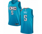 Men's Nike Oklahoma City Thunder #5 Devon Hall Authentic Turquoise NBA Jersey - City Edition