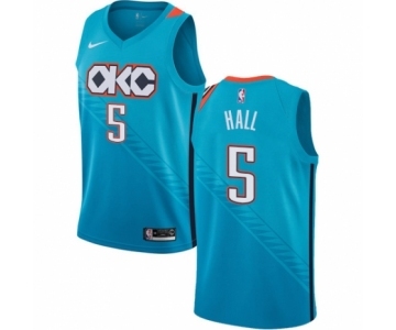 Men's Nike Oklahoma City Thunder #5 Devon Hall Authentic Turquoise NBA Jersey - City Edition