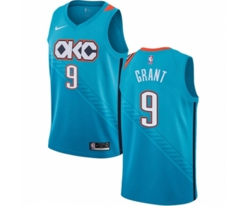 Men's Nike Oklahoma City Thunder #9 Jerami Grant Swingman Turquoise NBA Jersey - City Edition