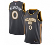 Men's Oklahoma City Thunder #0 Russell Westbrook Authentic Charcoal Basketball Jersey - 2019-20 City Edition