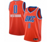 Men's Oklahoma City Thunder #0 Russell Westbrook Swingman Orange Finished Basketball Jersey - Statement Edition