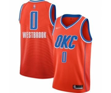 Men's Oklahoma City Thunder #0 Russell Westbrook Swingman Orange Finished Basketball Jersey - Statement Edition