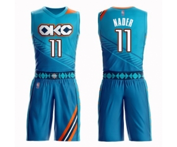 Men's Oklahoma City Thunder #11 Abdel Nader Swingman Turquoise Basketball Suit Jersey - City Edition