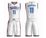 Men's Oklahoma City Thunder #11 Detlef Schrempf Authentic White Basketball Suit Jersey - Association Edition