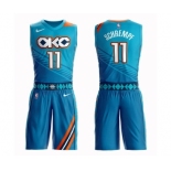 Men's Oklahoma City Thunder #11 Detlef Schrempf Swingman Turquoise Basketball Suit Jersey - City Edition