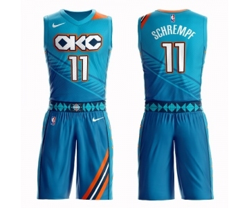 Men's Oklahoma City Thunder #11 Detlef Schrempf Swingman Turquoise Basketball Suit Jersey - City Edition