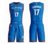 Men's Oklahoma City Thunder #17 Dennis Schroder Authentic Royal Blue Basketball Suit Jersey - Icon Edition