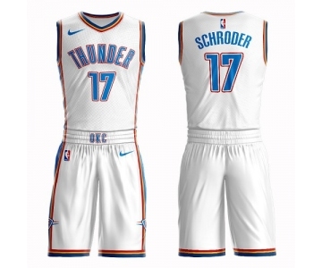 Men's Oklahoma City Thunder #17 Dennis Schroder Authentic White Basketball Suit Jersey - Association Edition