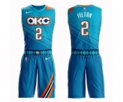 Men's Oklahoma City Thunder #2 Raymond Felton Swingman Turquoise Basketball Suit Jersey - City Edition