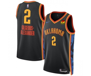 Men's Oklahoma City Thunder #2 Shai Gilgeous-Alexander Black 2024-25 City Edition Stitched Basketball Jersey