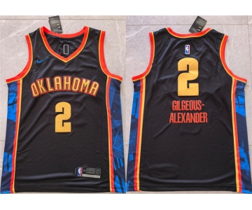 Men's Oklahoma City Thunder #2 Shai Gilgeous-Alexander Black 2024 City Edition Stitched Basketball Jersey