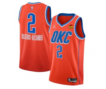 Men's Oklahoma City Thunder #2 Shai Gilgeous-Alexander Orange Statement Edition Stitched Basketball Jersey