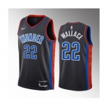 Men's Oklahoma City Thunder #22 Cason Wallace Black 2023 Draft City Edition Stitched Basketball Jersey