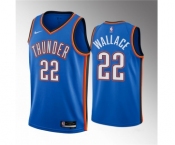 Men's Oklahoma City Thunder #22 Cason Wallace Blue 2023 Draft Icon Edition Stitched Basketball Jersey