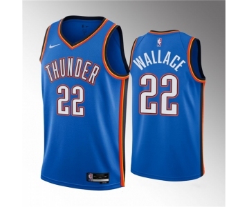 Men's Oklahoma City Thunder #22 Cason Wallace Blue 2023 Draft Icon Edition Stitched Basketball Jersey