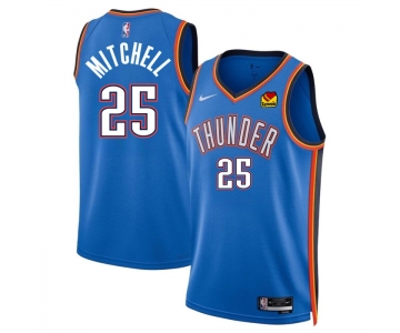 Men's Oklahoma City Thunder #25 Ajay Mitchell Blue 2024 Draft Icon Edition Stitched Basketball Jersey