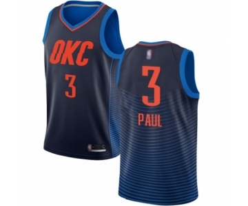 Men's Oklahoma City Thunder #3 Chris Paul Authentic Navy Blue Basketball Jersey Statement Edition