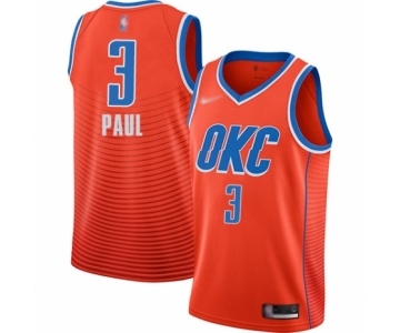 Men's Oklahoma City Thunder #3 Chris Paul Authentic Orange Finished Basketball Jersey - Statement Edition