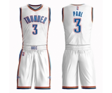 Men's Oklahoma City Thunder #3 Chris Paul Authentic White Basketball Suit Jersey - Association Edition