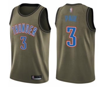 Men's Oklahoma City Thunder #3 Chris Paul Swingman Green Salute to Service Basketball Jersey