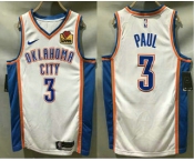 Men's Oklahoma City Thunder #3 Chris Paul White 2020 Nike Swingman Stitched NBA Jersey With The Sponsor Logo