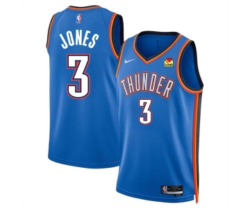 Men's Oklahoma City Thunder #3 Dillon Jones Blue 2024 Draft Icon Edition Stitched Basketball Jersey