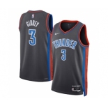 Men's Oklahoma City Thunder #3 Josh Giddey Gray Icon Edition Stitched Basketball Jersey