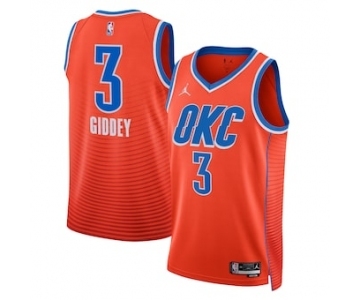 Men's Oklahoma City Thunder #3 Josh Giddey Orange Statement Edition Stitched Basketball Jersey