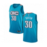 Men's Oklahoma City Thunder #30 Deonte Burton Authentic Turquoise Basketball Jersey - City Edition