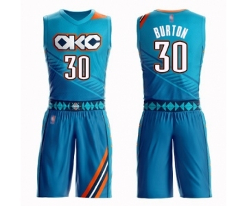 Men's Oklahoma City Thunder #30 Deonte Burton Swingman Turquoise Basketball Suit Jersey - City Edition